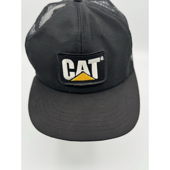 Vintage Cat Caterpillar Patch Snapback Trucker Hat Cap Tonkin USA Made Black - Picture 5 of 10